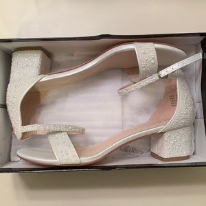 Bridal Shoes - Iridescent Pearl Low Block Heel